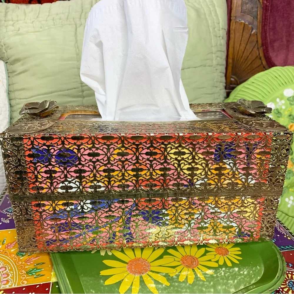 MCM Gold Tissue Box Holder